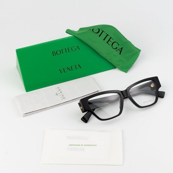 NEW Bottega Veneta BV1288O 001 Black Cat Eye Unisex Eyeglasses - Picture 10 of 11